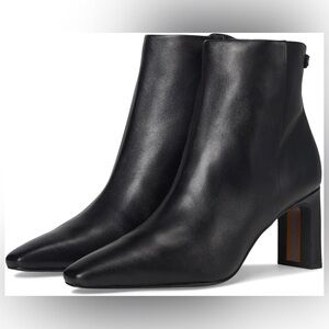 Sam Edelman Saige Black Leather Ankle Booties, 8, black